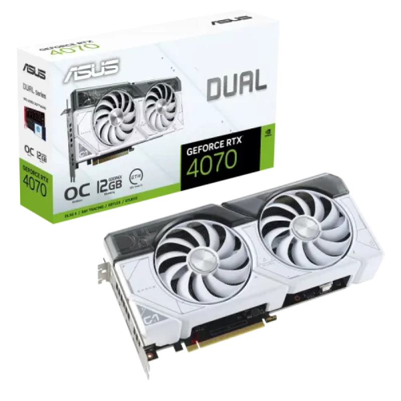 ASUS Dual GeForce RTX 4070 White OC Edition 12GB GDDR6X Graphics Card