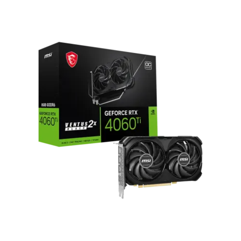 MSI GeForce RTX 4060 Ti VENTUS 2X BLACK 8GB OC GDDR6 Graphics Card